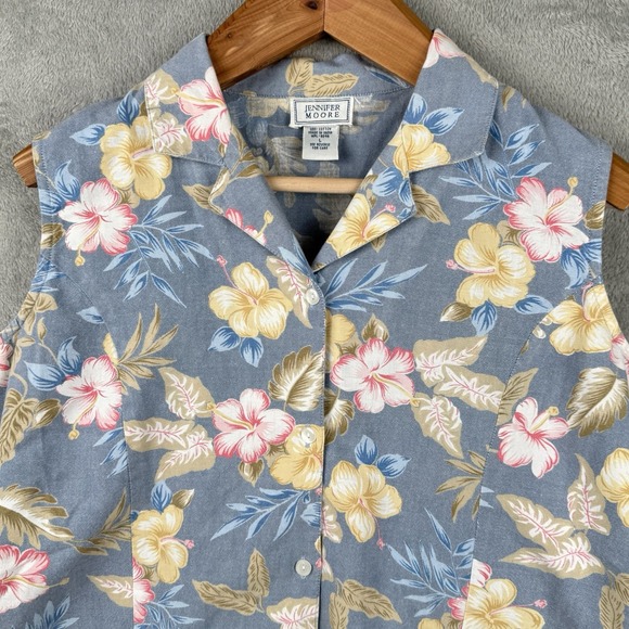 Jennifer Moore Vest Womens L Multicolor‎ Floral Cotton Cottagecore Vintage 90s - Picture 4 of 9